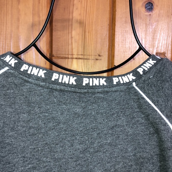 Pink Victoria’s Secret crew neck sweatshirt gray/white top size small oversized - Picture 6 of 6